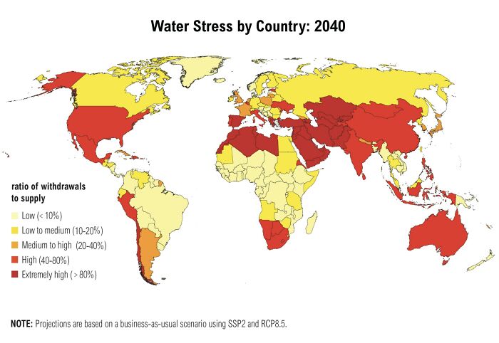 Projection Of Water Stress Level By Country In 2040