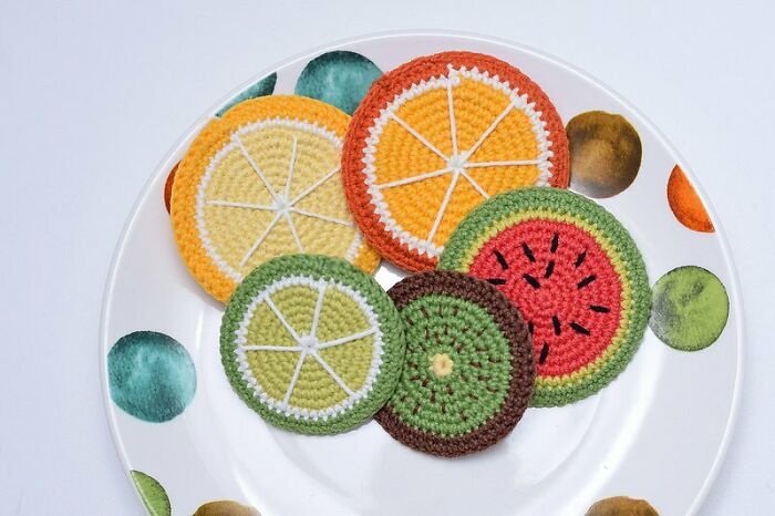 Crochet Fruit Slices For Kitchen Decor - It Was My Gift To My Sister For Housewarming Party!