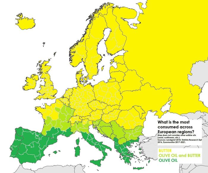 Olive Oil vs. Butter Usage In Europe