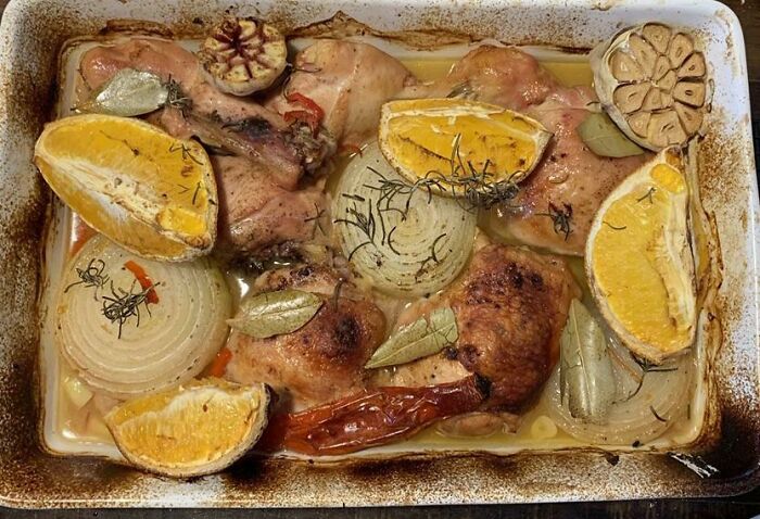 Oranges Baked In The Oven Together With The Chicken Are Delicious