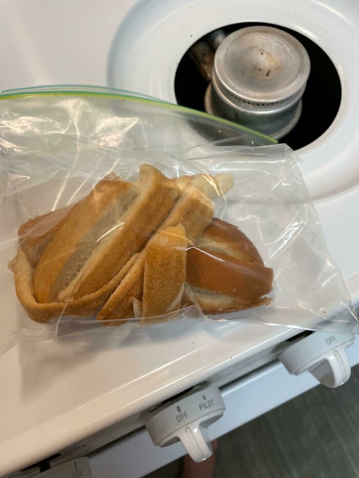 Bread Crusts- I Often Cut Of The Crusts Of Store Bought Bread For Sandwiches Or To Toast For Burgers. I Save Them Bc They Are So Good Toasted And Dipped In Soft Butter And Over Easy And Poached Eggs With Coffee Or Tea