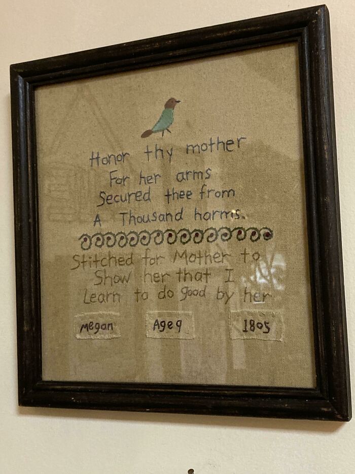 Cross Stitch Gifted By A Child To Her Mother In 1805, Now In An Antique Shop