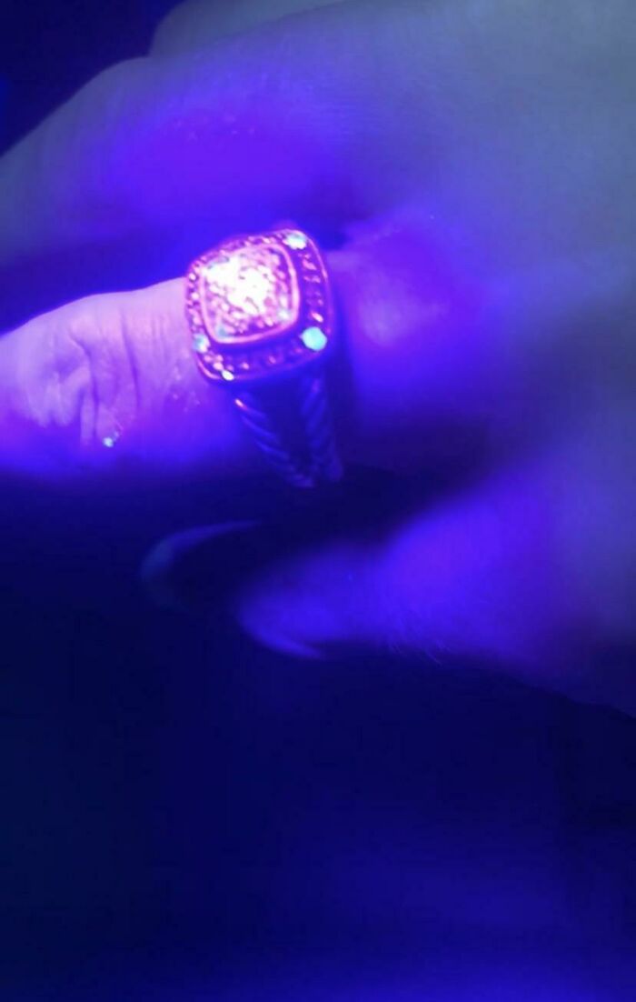 A Few Of The Diamonds On My Ring Glow Under UV Light