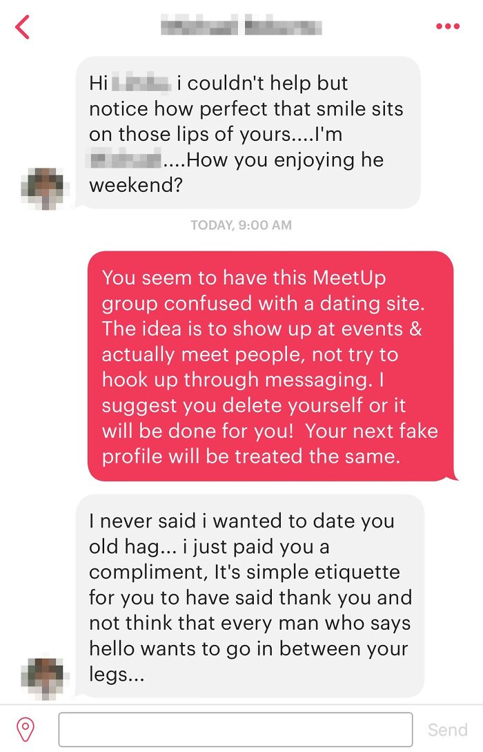 This Guy Has Created Multiple Profiles To Send All The Women In My Mom's Meetup Group The Exact Same Message