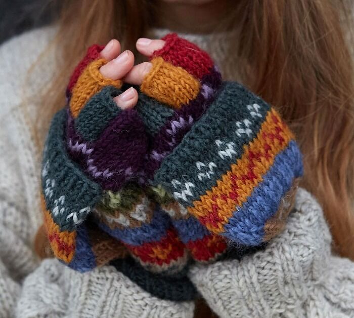 Women's Fair Isle Glove Mitts: A unique and stylish accessory that will not only keep their fingers toasty, but also add a dash of traditional charm to their outfit.