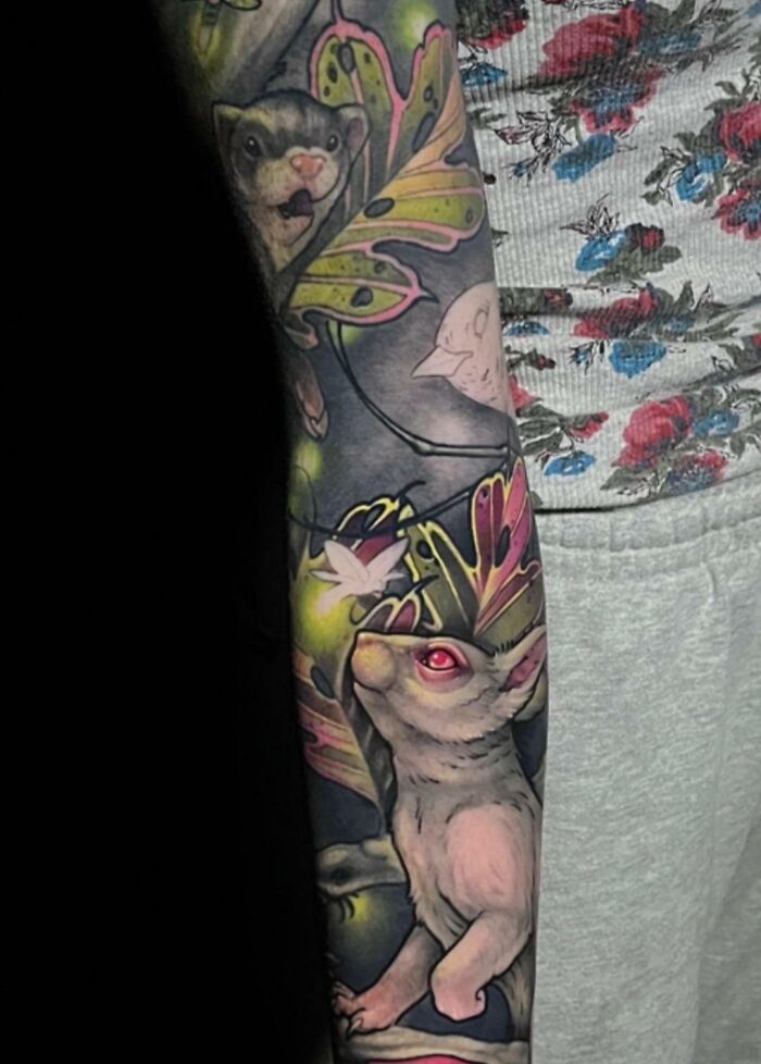 Animals arm sleeve tattoo