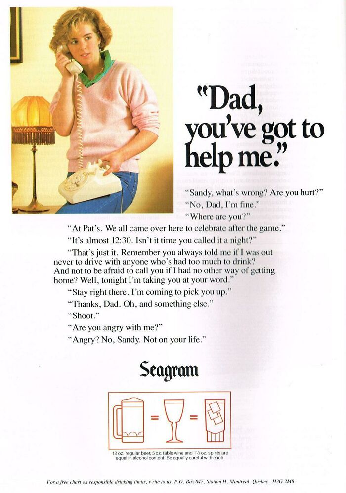 Dad, You've Got To Help Me! Responsible Drinking Message From Seagram Company Ltd, 1987