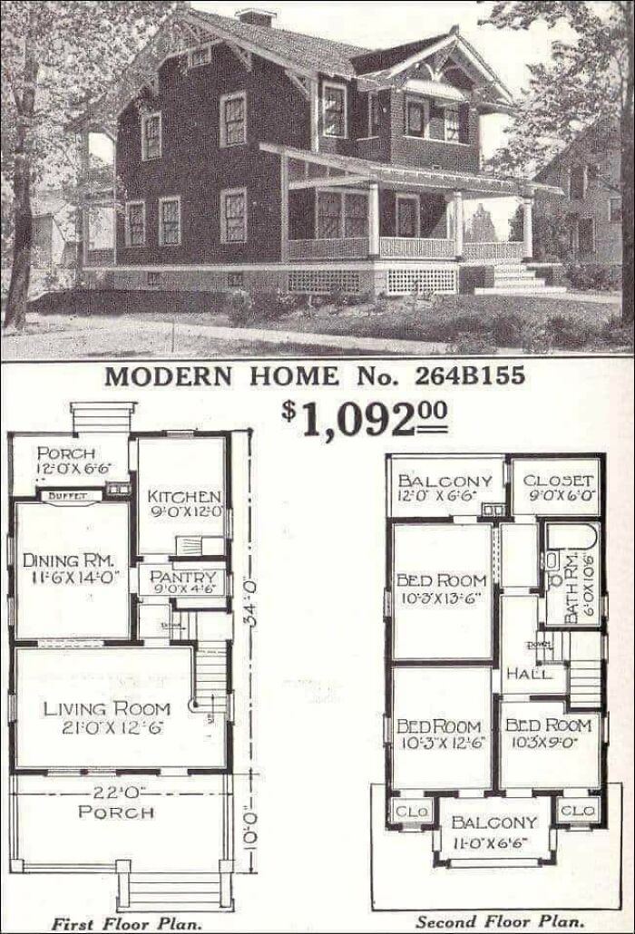 Modern Home Floor Plan, Sears 1934 Catalog