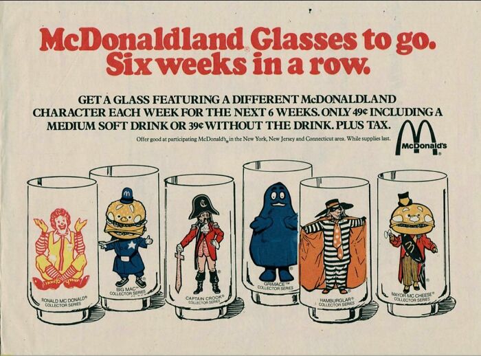 McDonald's Mcdonaldland Glasses, 1975