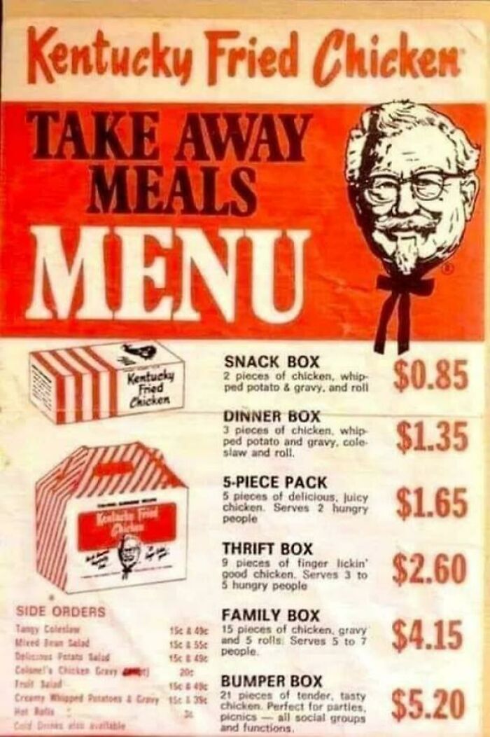Late 60s/Early 70s KFC Menu