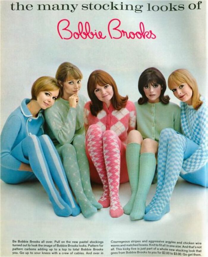 Bobbie Brooks Stockings. Seventeen Magazine, November 1965
