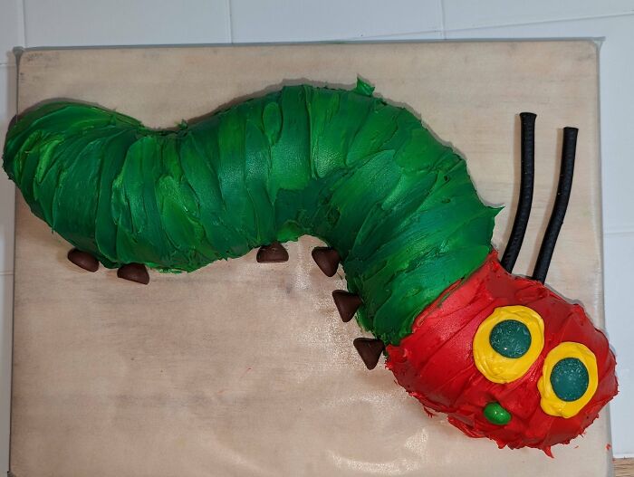 The Only Things I Bake Are My Kids' Birthday Cakes. This Time I Attempted The Very Hungry Caterpillar For My Daughter's 4th Birthday