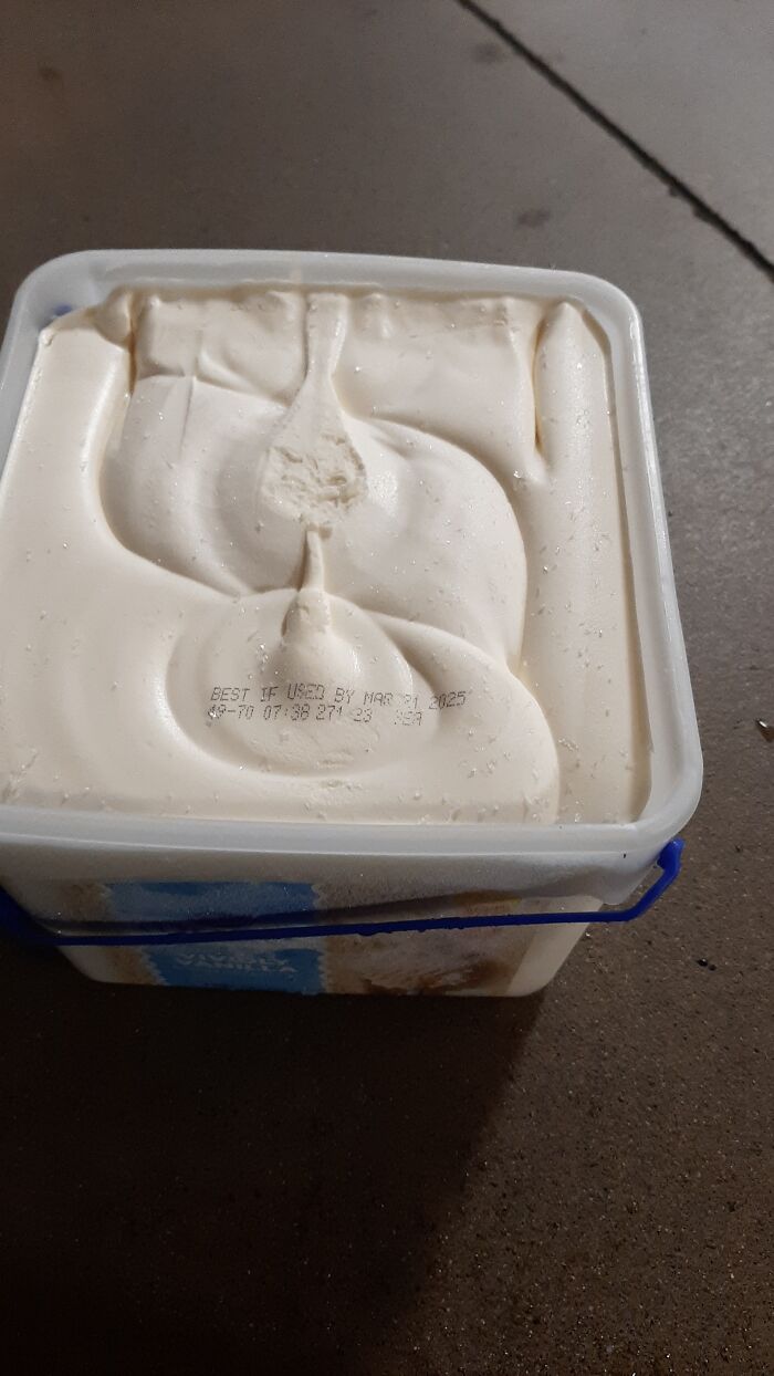 This Ice Cream Arrived Without A Lid, And With The Best By Date Stamped Right On The Ice Cream