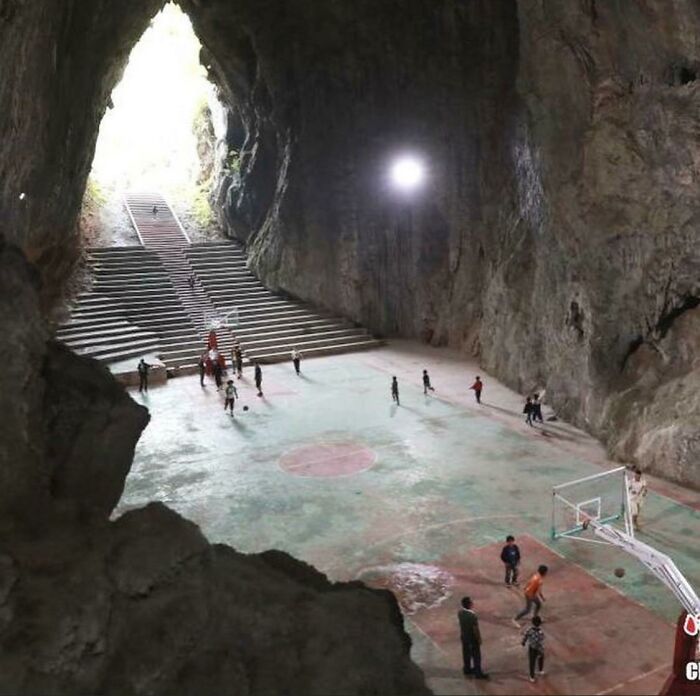 Basketball Court In A Cave