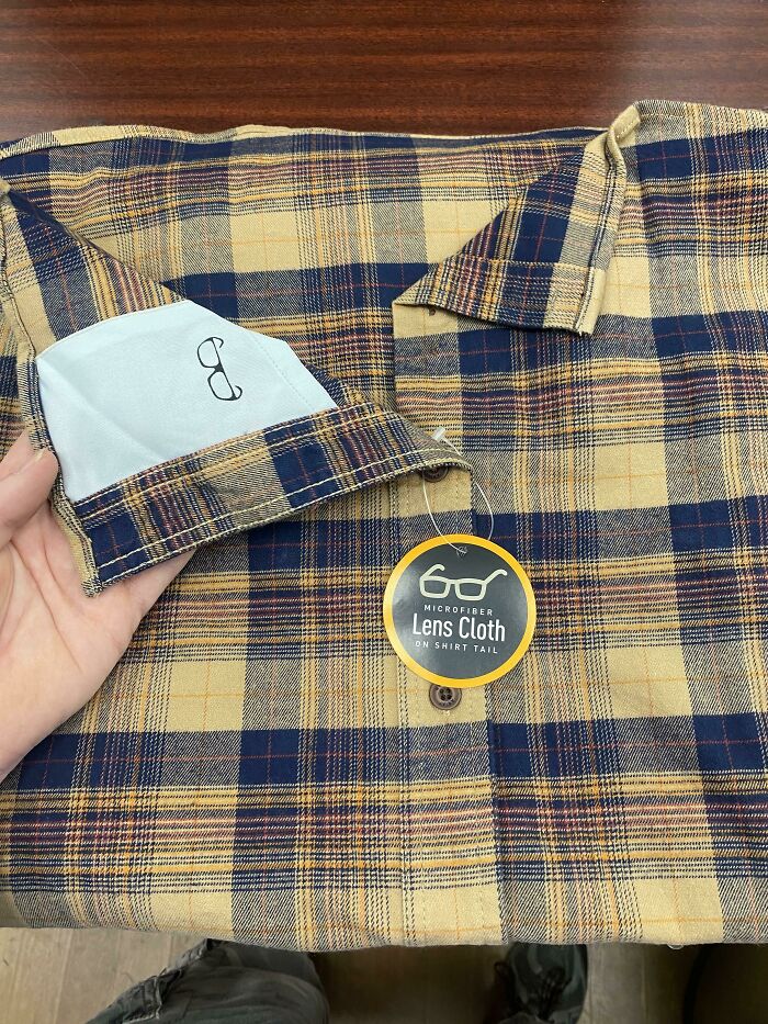 This Shirt Has A Microfiber Lens Cloth Sewn Into It