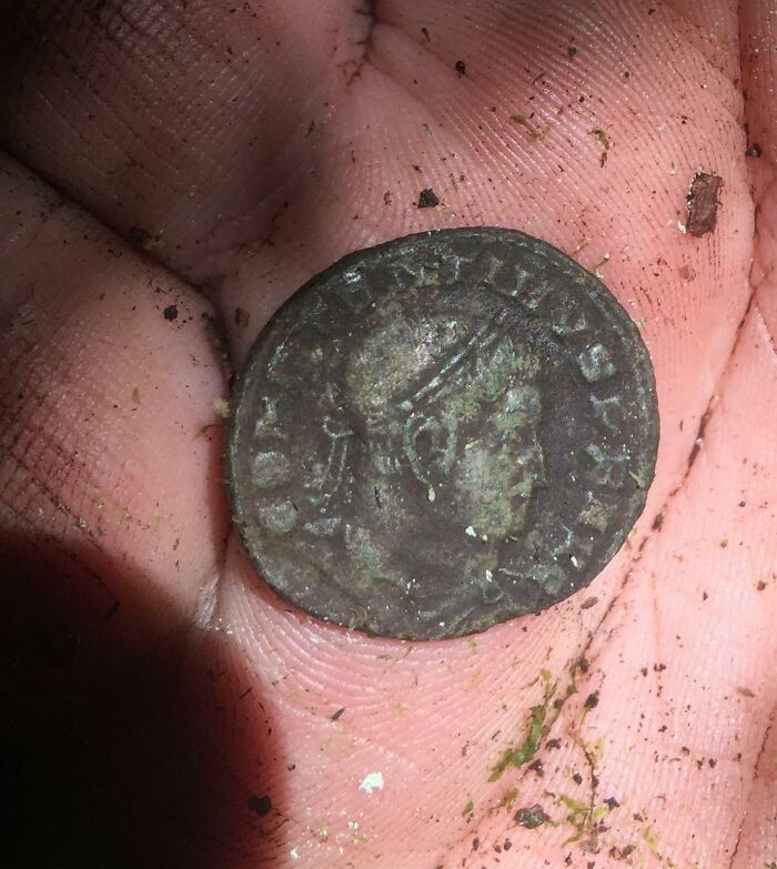 I Found this Roman Coin In France While Metal Detecting (Bronze, ~AD 306-337). Emperor Constantine I, Minted In Trier (Treveri), Germany