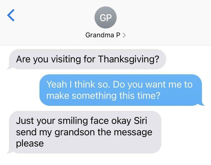 Texting Grandmother About Thanksgiving