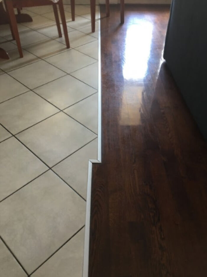 How The Kitchen And The Living Room Floor Meets In My Airbnb