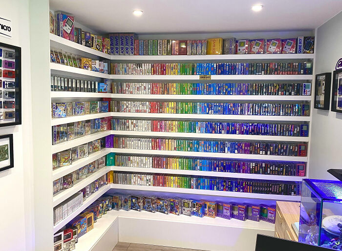 After Months And Months In Storage I Finally Managed To Build Some Custom Shelves To Display My Game Boy Collection