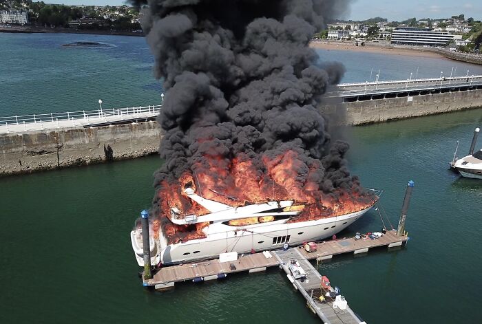 Motor Yacht Fire In Torquay, UK 28/5/22