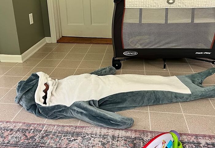 "Snuggle Into The Jaws Of Comfort With The Shark Blanket Costume - There's Nothing Fishy About This Cozy Wrap