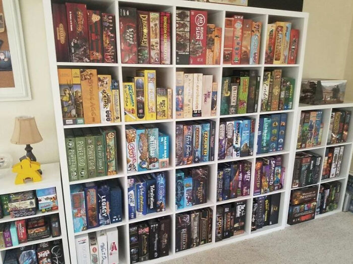 My Friend's Color-Coded Board Game Shelf