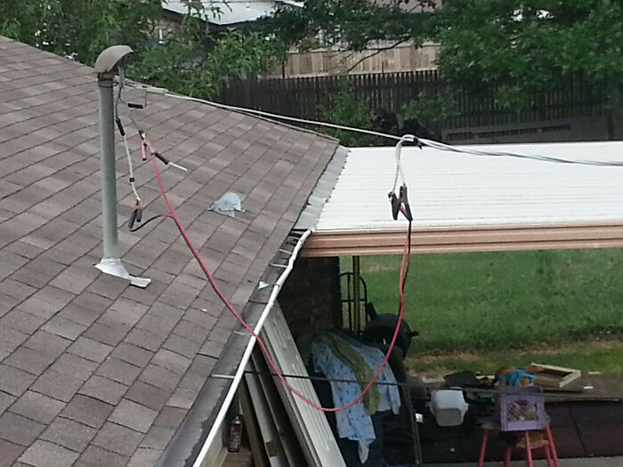 The Power Line To Their House Got Cut Short. So They Fixed It With Jumper Cables