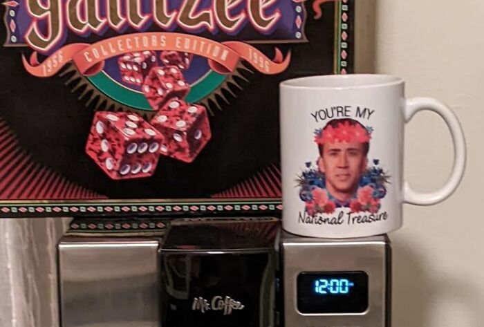 Pour Love And Laughter Into Your Mornings With The 'You're My National Treasure' Coffee Mug – Because Nothing Says 'I Care' Like Nicolas Cage In A Flower Crown