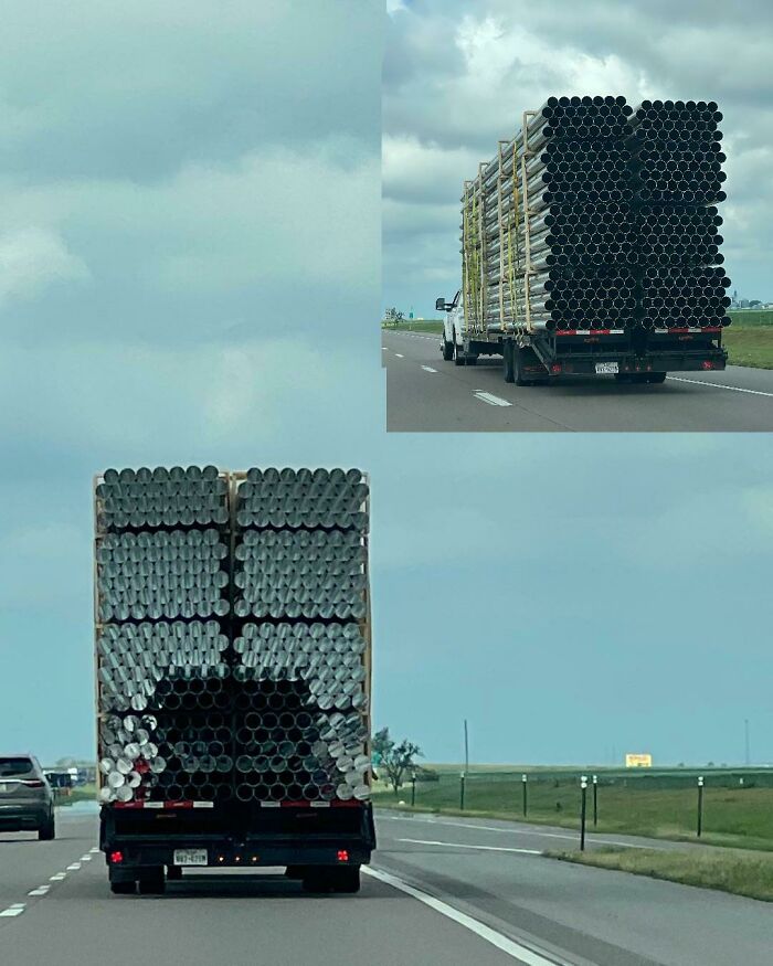 The Way You Can See The Truck Through These Pipes