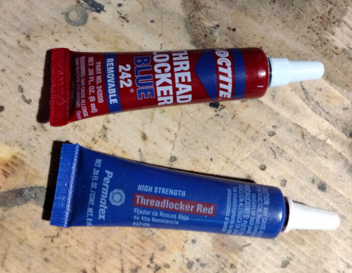 Blue Threadlocker Is In A Red Tube, And The Red Threadlocker Is In A Blue Tube. Red Is Permanent, Blue Is Not
