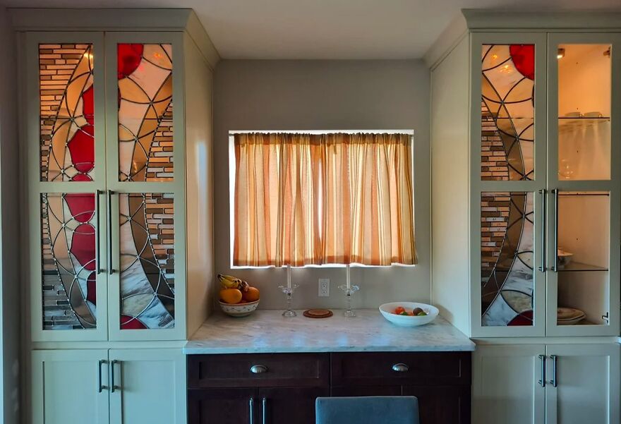 Stained glass kitchen cabinets