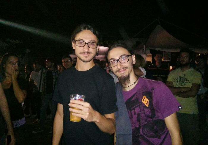 My Friend (Left) And His Perfect Doppelganger Randomly Met At A Concert