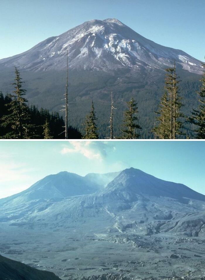 Mt. St Helens The 17th Of May, 1980 vs. 4 Months Later