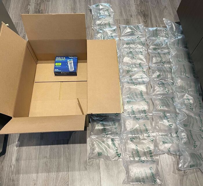 The Amount Of Packaging Amazon Used For A Single Box Of Brita Filters