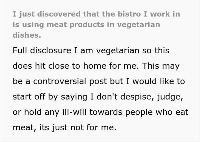 Waiter Learns He's Been Lying To Customers About Vegetarian Food After Checking The Ingredients Waiter Learns He's Been Lying To Customers About Vegetarian Food After Checking The Ingredients