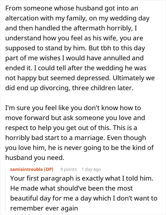 Woman Says She Can't Forgive Husband For Their Wedding Day, Even After 3 Months, Asks For Advice Woman Says She Can't Forgive Husband For Their Wedding Day, Even After 3 Months, Asks For Advice
