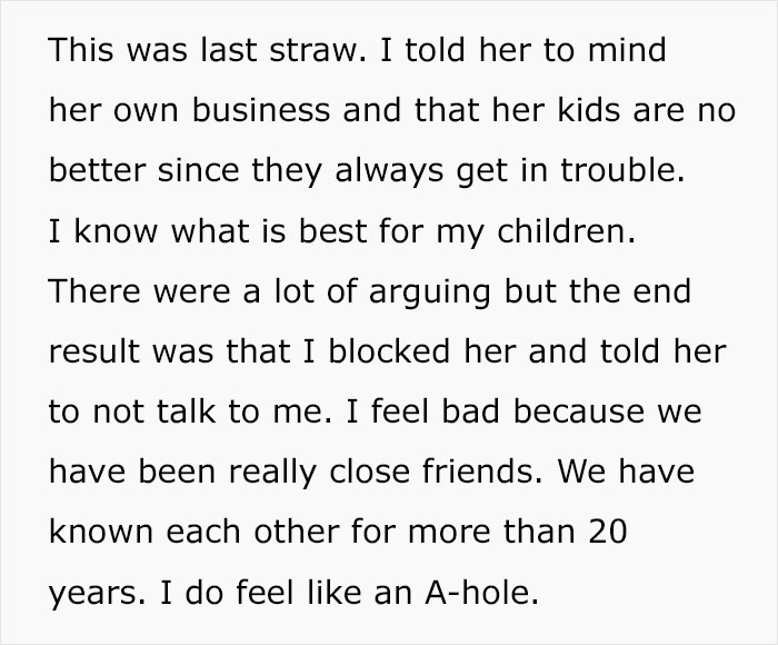 SAHM Chews Out Mom For Sending Kids To Daycare, Gets Blocked After 20 Years Of Friendship SAHM Chews Out Mom For Sending Kids To Daycare, Gets Blocked After 20 Years Of Friendship