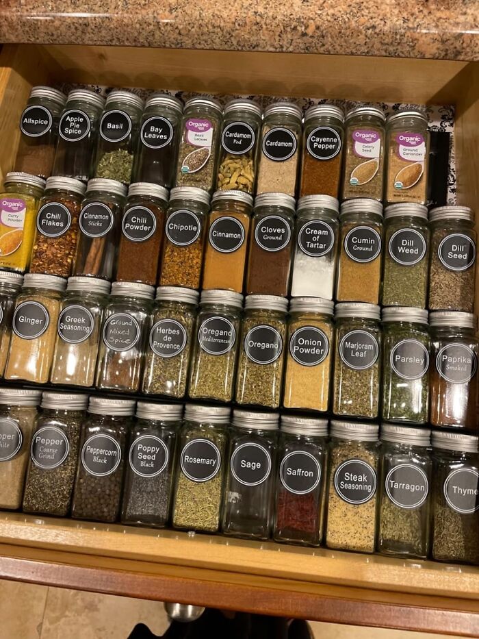 Sprinkle Order In Your Kitchen With Glass Spice Drawer Organizer - Because Cooking Is A Joy, And Finding Spices Should Be Too!