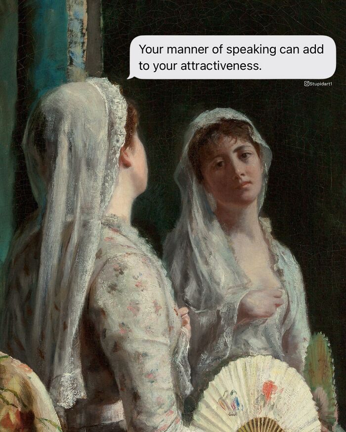 Old Painting With Modern Text Messages