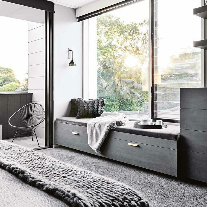 Grey and simple window nook 
