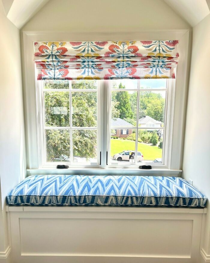 Colorful window nook with a pretty view 
