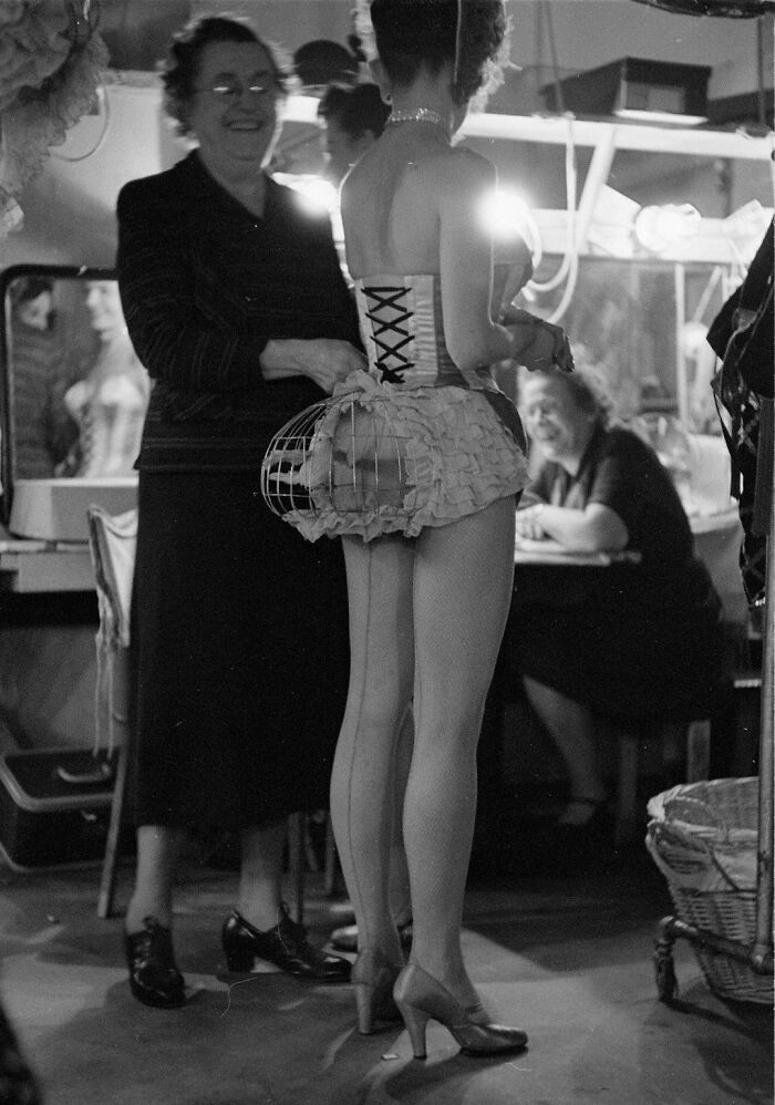 Showgirl With A Stuffed Bird In A Cage On Her Hindquarters At The Latin Quarter Nightclub, New York, 1952