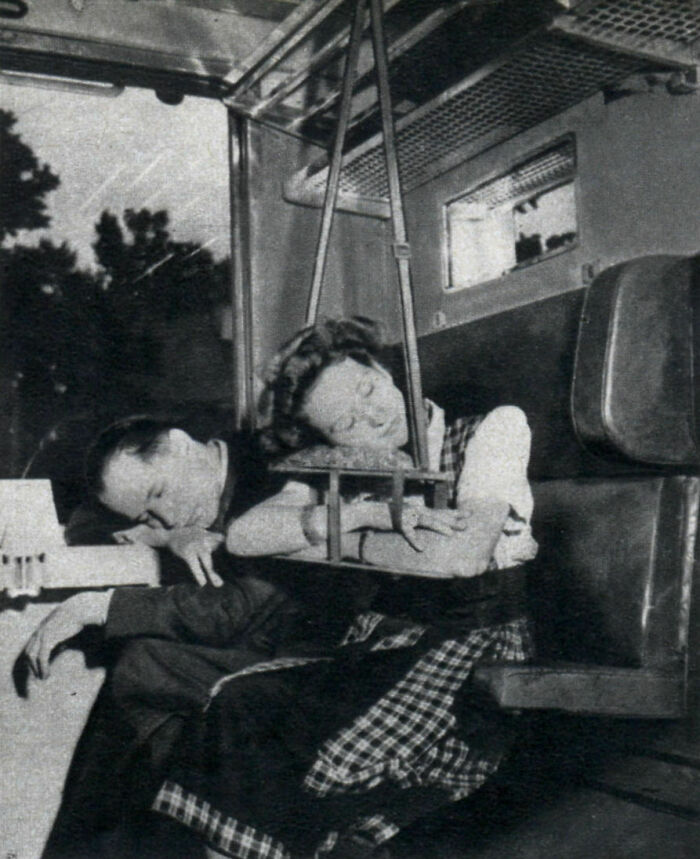 In 1949, For Railroad Travelers, Dr. Igo Seeger Of Vienna Had Came Up With A Sleep Hanger That Held The Passenger In A Comfortable Sleeping Posture While Sitting Upright