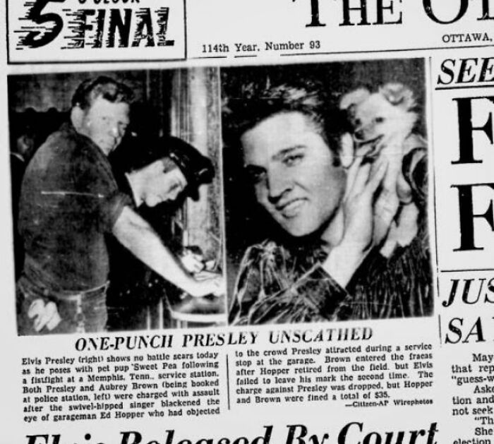 Oct. 18, 1956: 21-Year-Old Elvis Presley Pulled Into A Memphis Gas Station Where He Started To Attract A Small Crowd Of Autograph Seekers