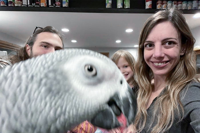 My Grey Parrot Insists Being In The Family Photo