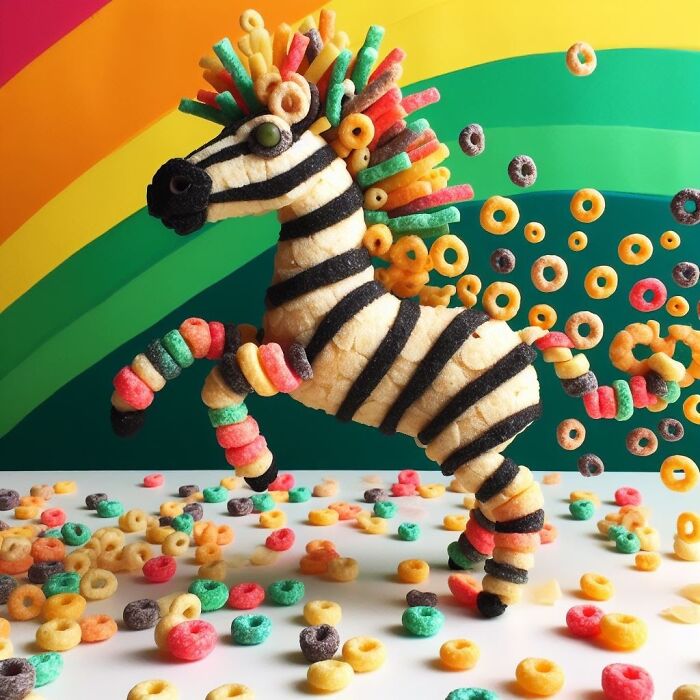 Zebra Made Of Cheese And Cheerios