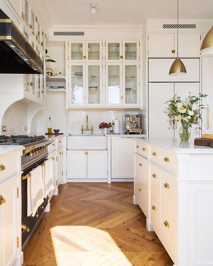 Photo of white interior kitchen.