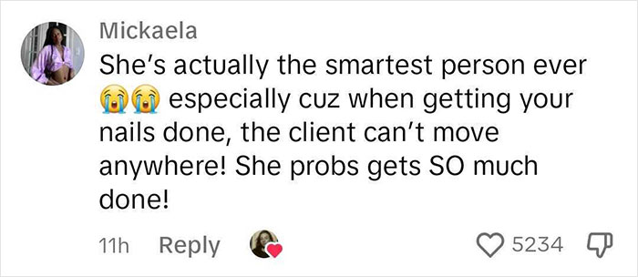 “This Is How Sales Work”: People Praise Woman Who Takes Clients To The Nail Salon For Business