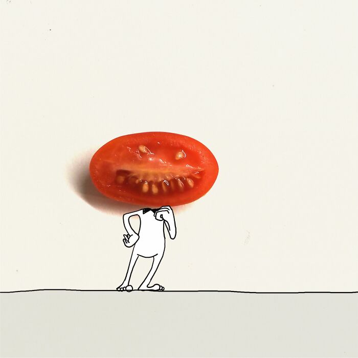 My 20 Illustrations Of The 'Killer' Tomato That Appeared On The Scene While I Was Cutting Vegetables To Cook