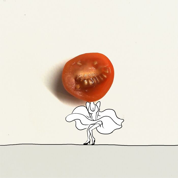 My 20 Illustrations Of The 'Killer' Tomato That Appeared On The Scene While I Was Cutting Vegetables To Cook